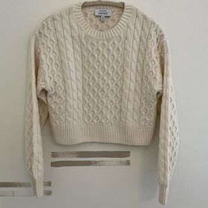 & other stories white crop cable knit sweater